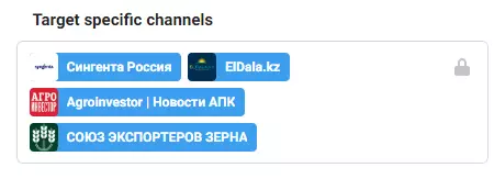 Примеры выбранных каналов для рекламы