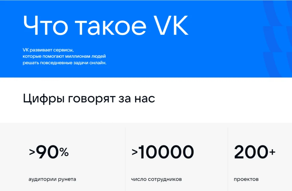 Пример позиционирования компании VK Group