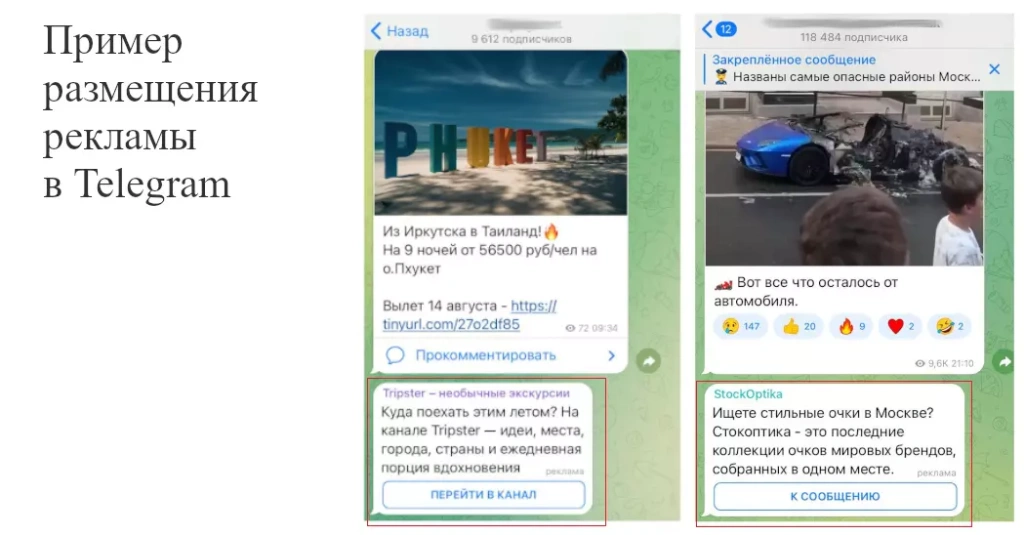 Скриншот объявления в Телеграм