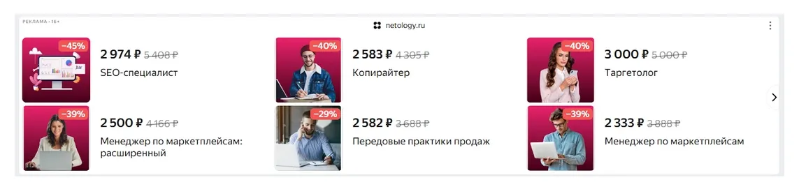 Информация о цене в рекламной сети Яндекс