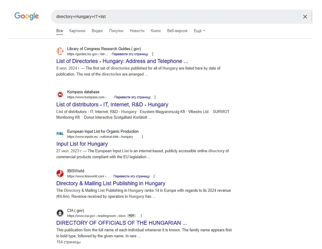 Топ-5 по запросу directory+Hungary+IT+list — каталоги IT-компаний для Венгрии