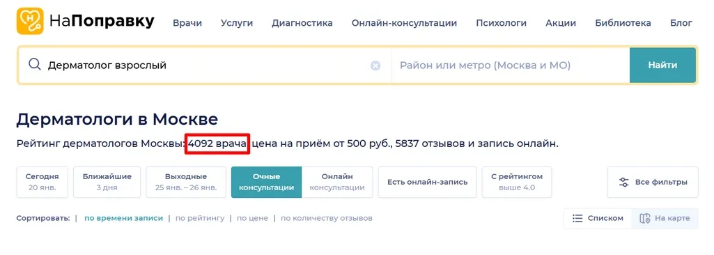 Результат выдачи сервиса «НаПоправку»